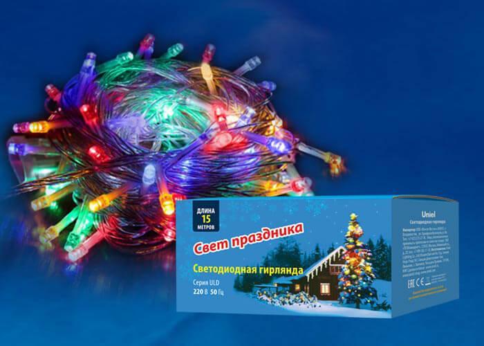 Светодиодная гирлянда (UL-00005252) Uniel 220V разноцветный ULD-S1500-100/DTA Multi IP20 в Санкт-Петербурге