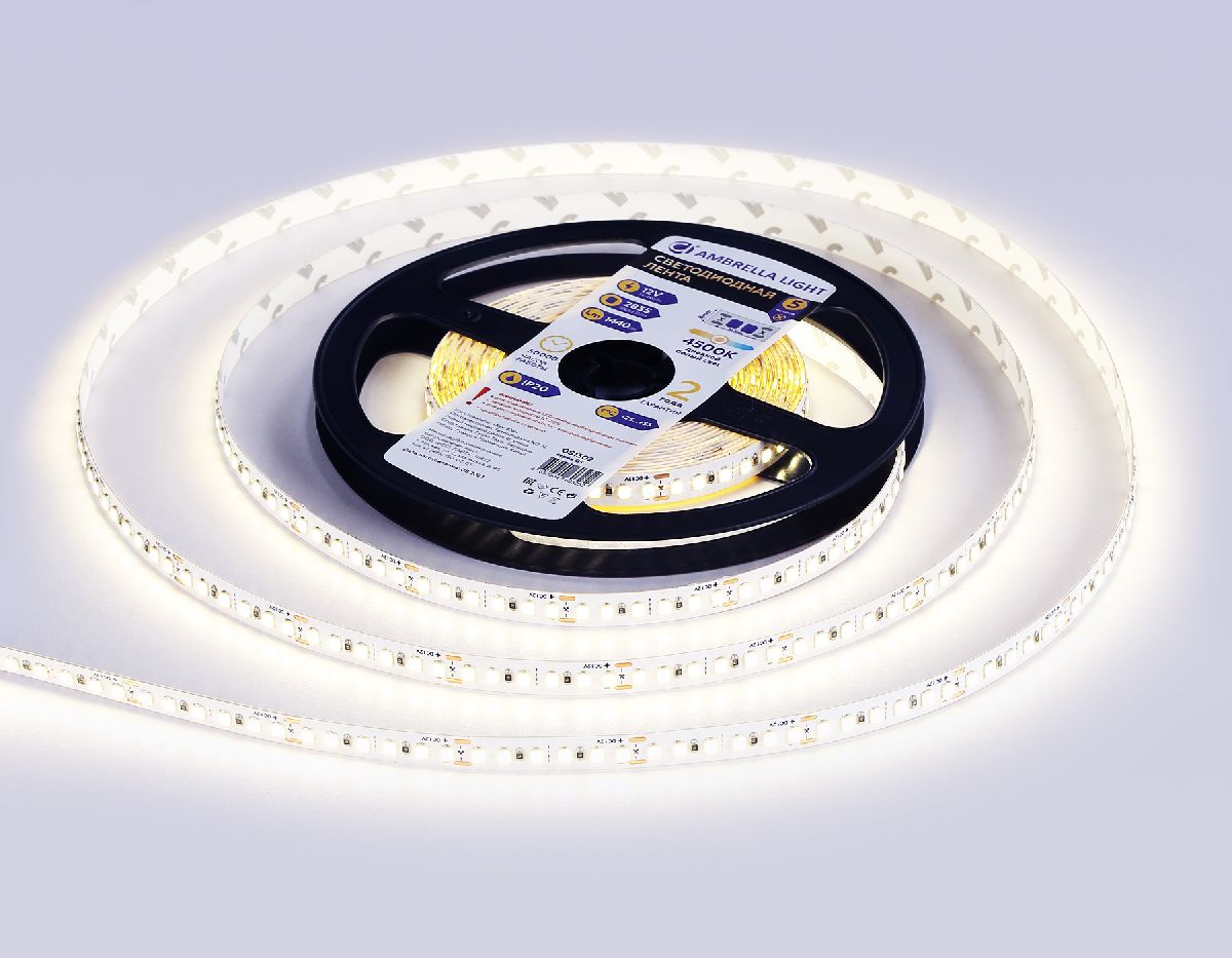 Светодиодная лента Ambrella Light LED Strip 12В 2835 14,4Вт/м 4500K 5м IP20 GS1302 в Санкт-Петербурге