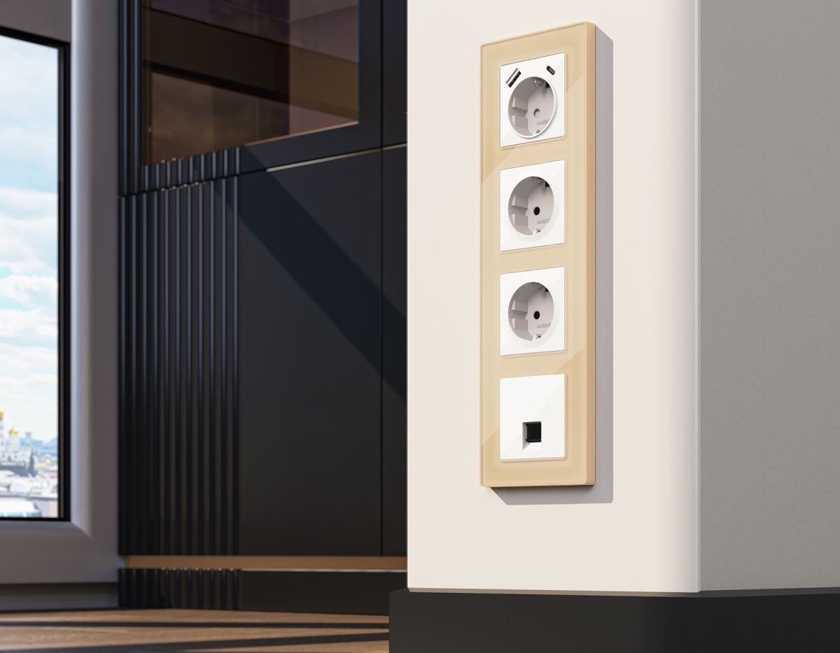 Комплект механизма компьютерной розетки RJ-45 экранированной с автоматической защитной шторкой Alfa Белый глянец Quant Ambrella Volt MA112005 (AP1120, VM185) в Санкт-Петербурге