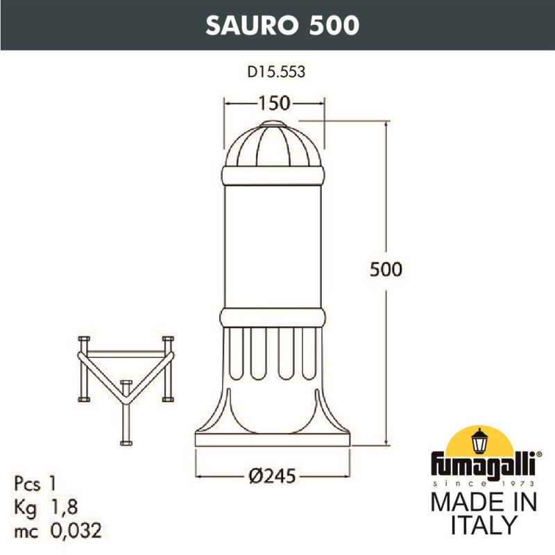 Садовый светильник Fumagalli Sauro D15.553.000.AXF1R.FRA в Санкт-Петербурге