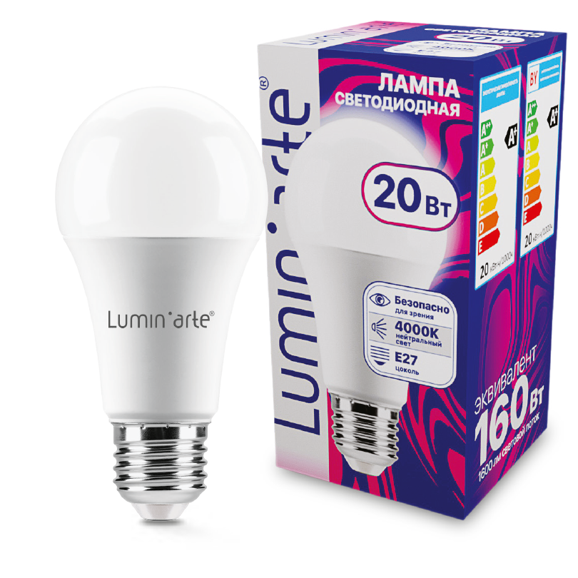 Светодиодная лампа Lumin'arte LSTD-A60-20W4KE27 в Санкт-Петербурге