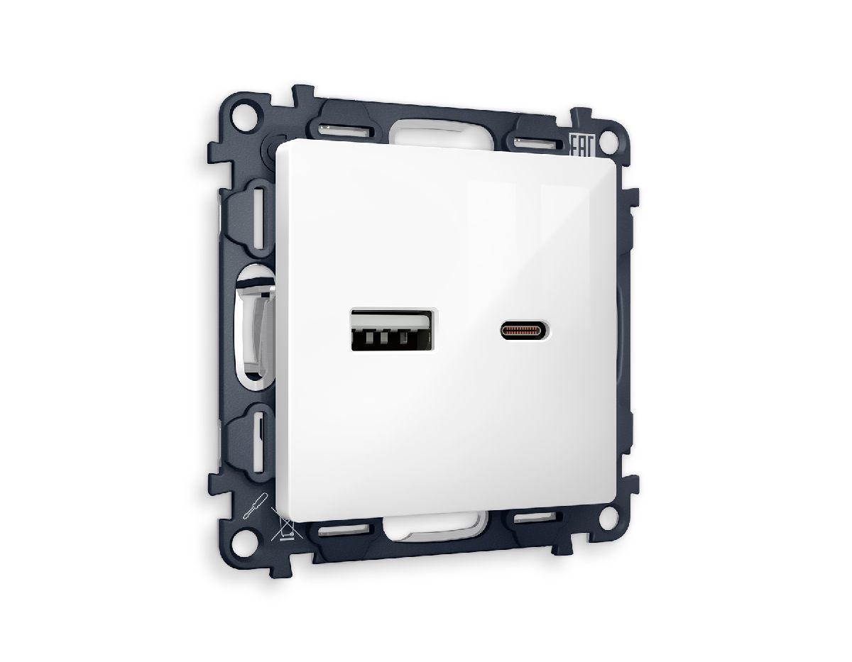 Комплект механизма розетки 2USB A+C 20W (быстрая зарядка) Ambrella Volt Alfa MA111010 в #REGION_NAME_DECLINE_PP#