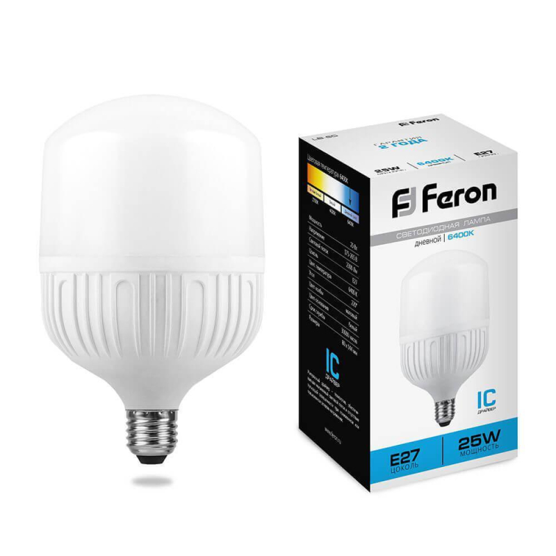 Лампа светодиодная Feron E27 25W 6400K Цилиндр Матовая LB-65 25887 в Санкт-Петербурге