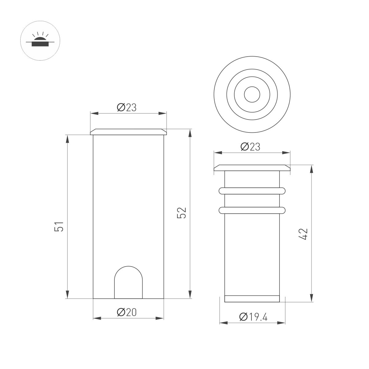 Светильник Arlight ART-PELURU-GROUND-R23-1W Warm3000 (GR, 30 deg, 24V) (IP67 Металл) 056634 в #REGION_NAME_DECLINE_PP#