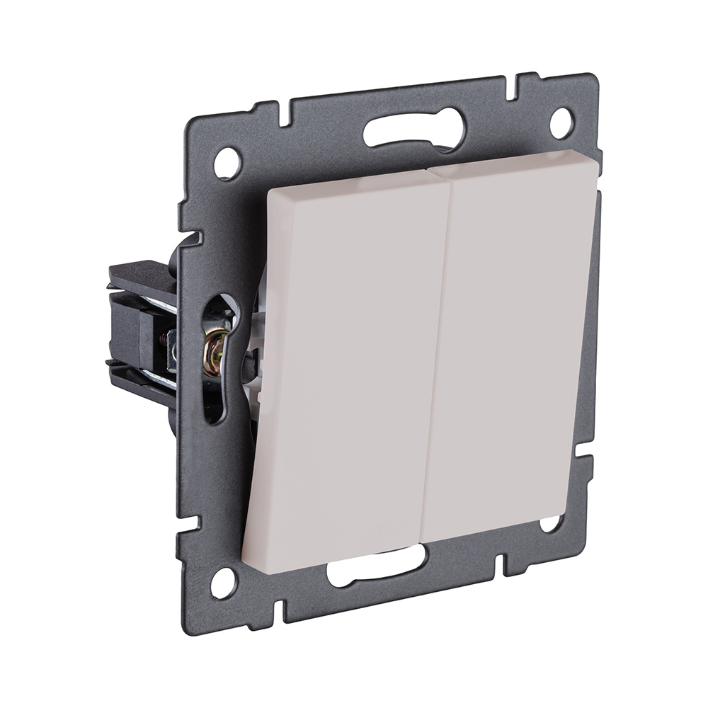 Выключатель 2-клавишный проходной 10А/250В, кашемир матовый Kollinger REA-S-009CM для Aspekt, Eleganz, Reflex в Санкт-Петербурге