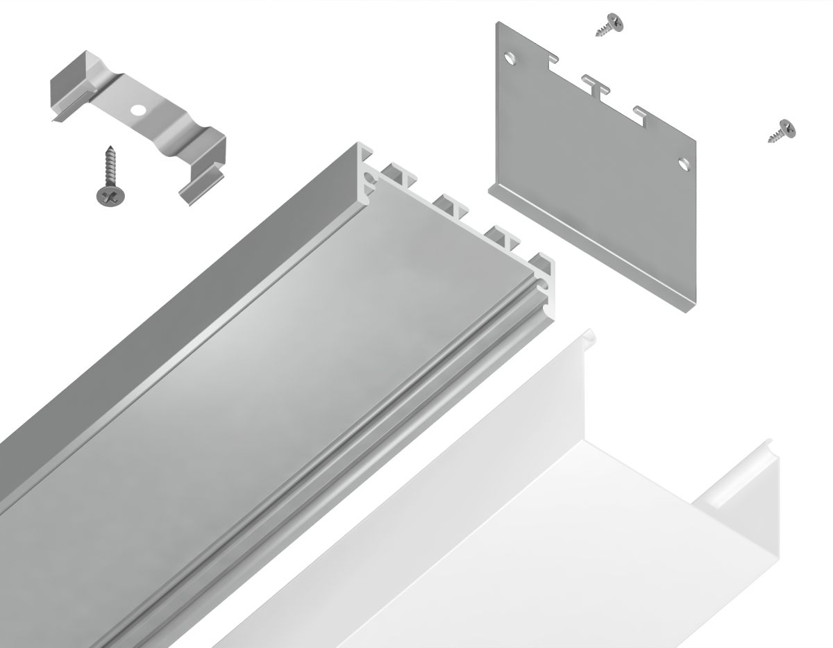 Алюминиевый профиль накладной/подвесной Profile System 42*45 для светодиодной ленты до 33,4мм Ambrella Light Illumination GP3070AL в Санкт-Петербурге