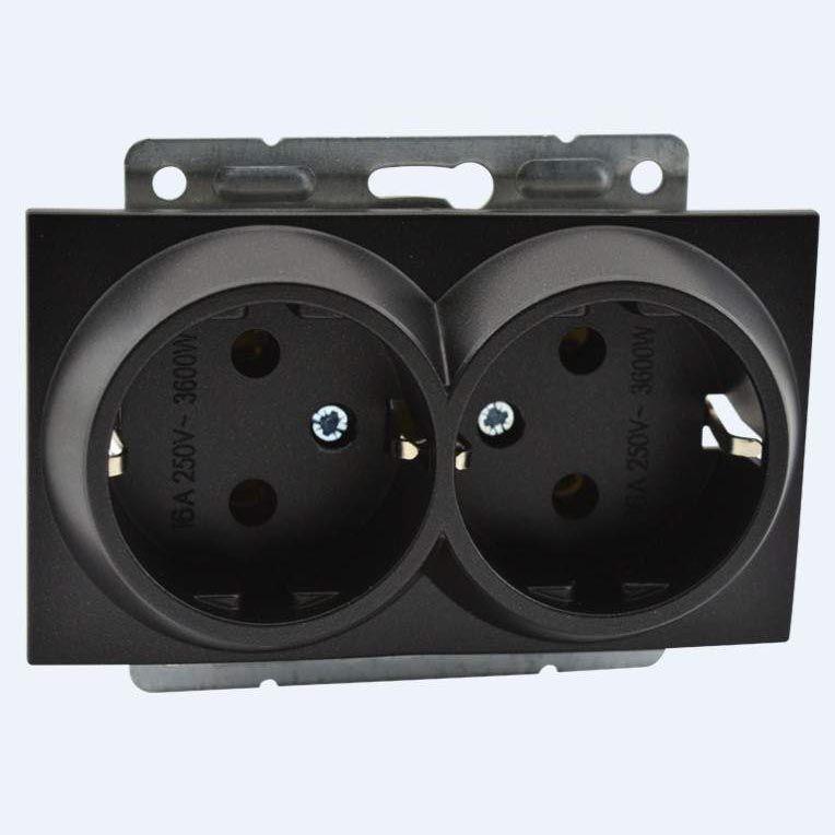 Розетка с заземлением двойная Mono Electric Despina-Larissa 16А 250В графит 500-002004-120 в Санкт-Петербурге