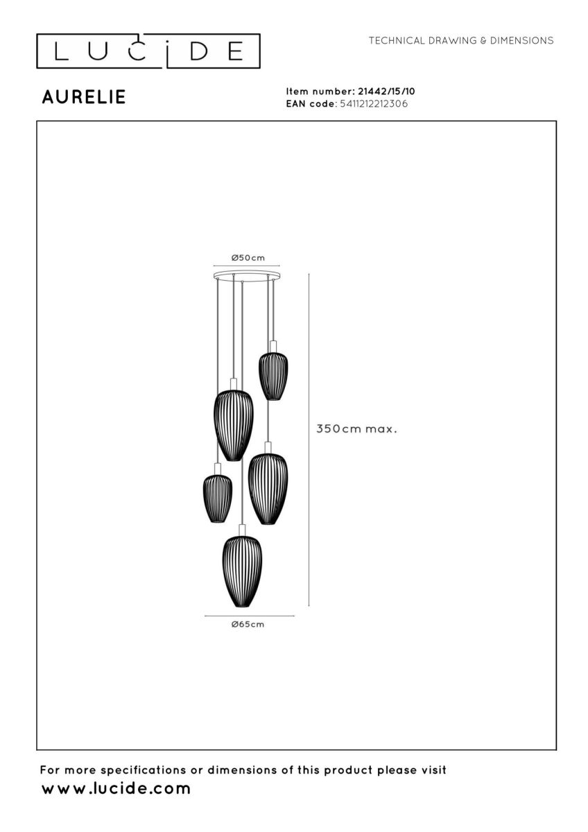 Подвесной светильник Lucide Aurelie 21442/15/10 в Санкт-Петербурге