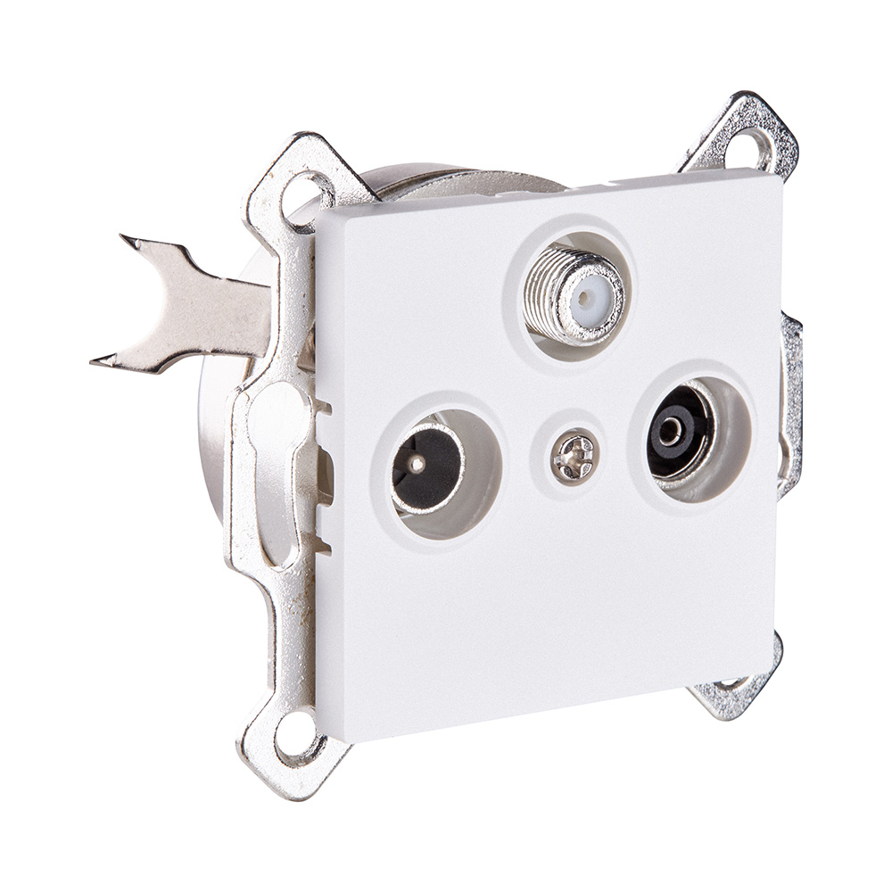 Розетка тройная TV (мама) + TV (папа) + спутниковая SAT, белый матовый Kollinger REA-036WM для Aspekt, Eleganz, Reflex в #REGION_NAME_DECLINE_PP#