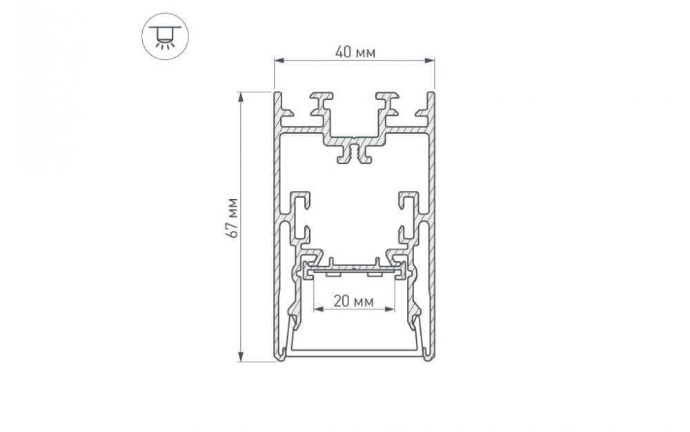 Профиль с экраном Arlight S2-LINE-4067-2500 ANOD+OPAL 021172 в Санкт-Петербурге