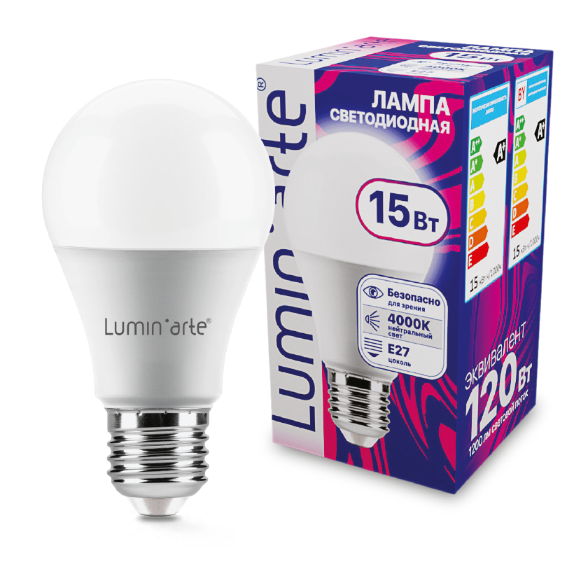 Светодиодная лампа Lumin'arte LSTD-A60-15W4KE27 в Санкт-Петербурге