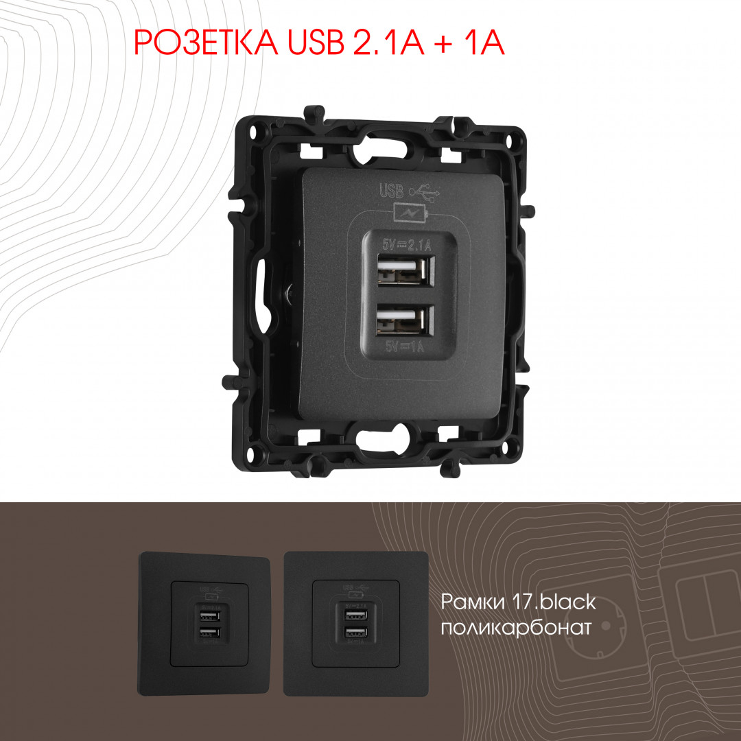 Розетка USB 2.1А+1А Arte Milano 217.46-1.black в Санкт-Петербурге