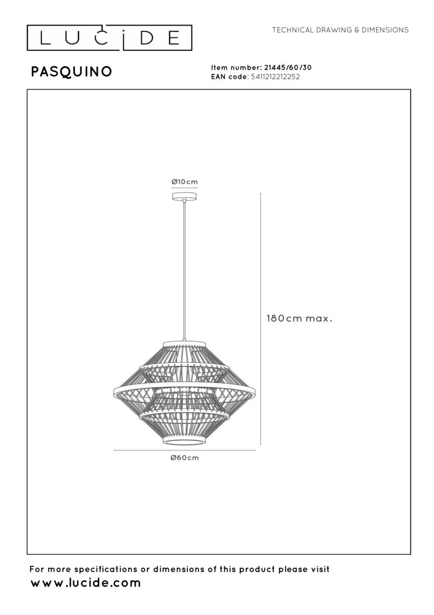 Подвесной светильник Lucide Pasquino 21445/60/30 в Санкт-Петербурге