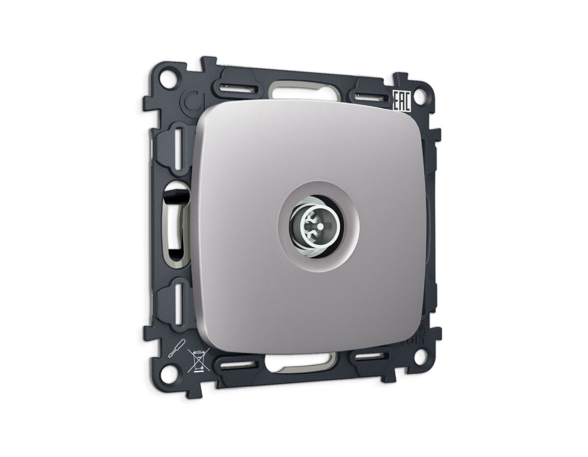 Комплект механизма TV розетки Ambrella Volt оконечной экранированной 5-1000MHz 3dB OMEGA MO513005 Сталь матовый QUANT (OP5130, VM199) в Санкт-Петербурге