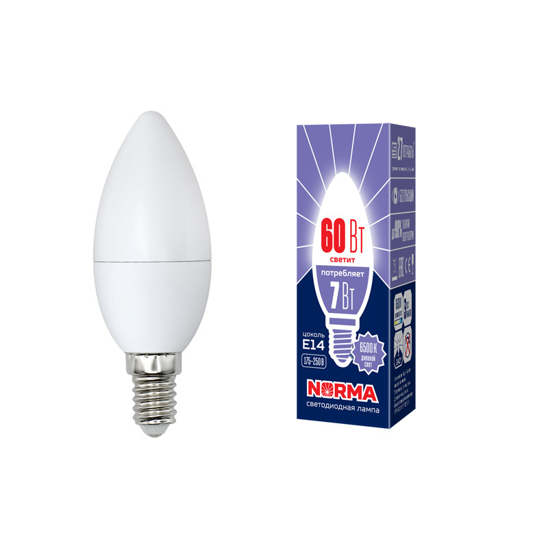 Лампа светодиодная (UL-00003794) Volpe E14 7W 6500K матовая LED-C37-7W/DW/E14/FR/NR в Санкт-Петербурге