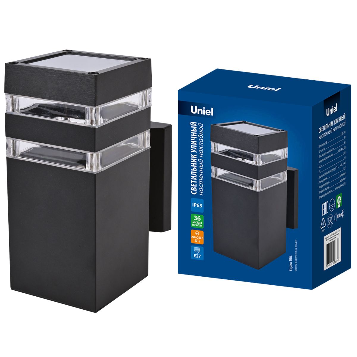 Уличный настенный светильник Uniel UUL-S23A 60W/E27 IP65 BLACK UL-00012922 в Санкт-Петербурге