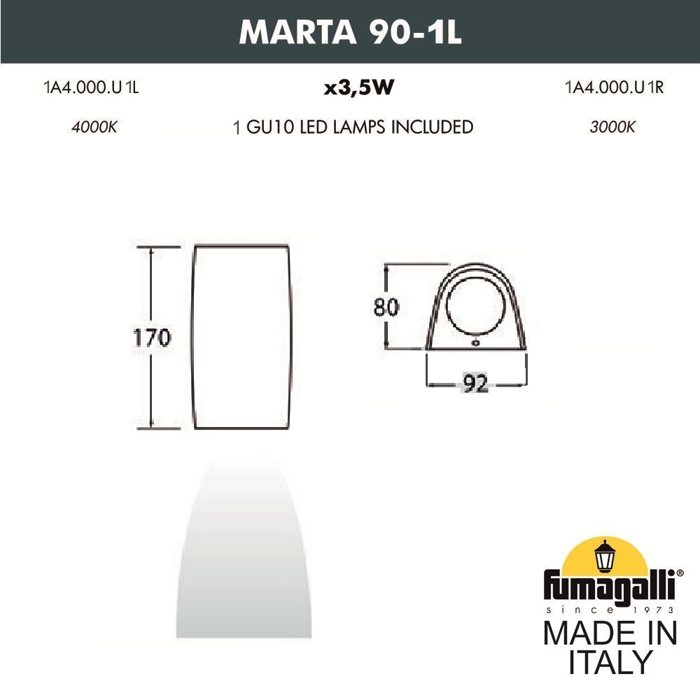 Фасадный светильник Fumagalli Marta 1A4.000.000.AXU1L в Санкт-Петербурге