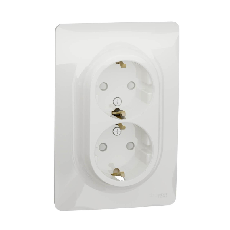 Розетка двойная Schneider Electric Unica New с/з со шторками NU206718 в Санкт-Петербурге
