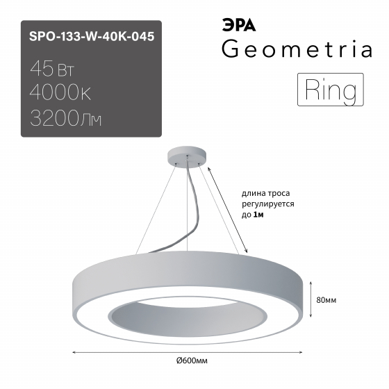 Подвесной светильник Эра Geometria SPO-133-W-40K-045 Б0058904 в Санкт-Петербурге