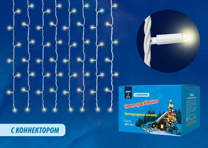 Уличная светодиодная гирлянда (UL-00005270) Uniel занавес 220V белый ULD-C3030-400/TWK White IP67 в Санкт-Петербурге