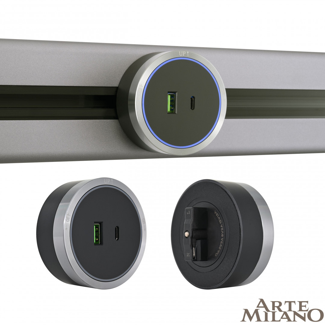 Трековая розетка Arte Milano Am-track-sockets 380066TS LED/USB-Type-C Grey в Санкт-Петербурге