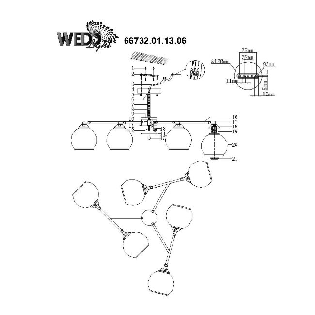 Люстра на штанге Wedo Light Ohara 66732.01.13.06 в Санкт-Петербурге