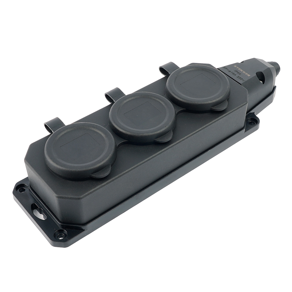 Розетка переносная 3-местная c/з Stekker RST16-3-44 250В 16А IP44 черный 50806 в Санкт-Петербурге
