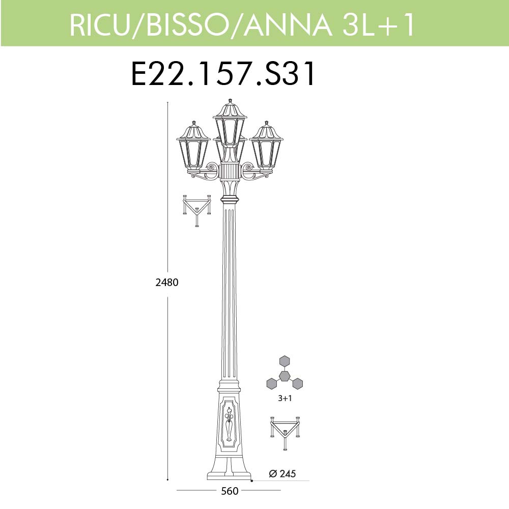 Уличный фонарь Fumagalli Ricu Bisso/Anna 3+1 E22.157.S31.BXF1R в Санкт-Петербурге