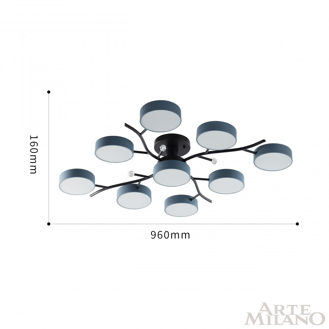 Потолочная люстра Arte Milano Ferrara 256606/8+1 Bk/Gr в Санкт-Петербурге