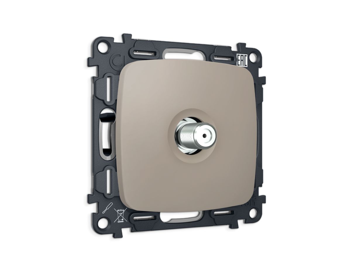 Комплект механизма TV розетки Ambrella Volt SAT 5-2400MHz 3.5dB OMEGA MO373050 Серо-бежевый матовый QUANT (OP3730, VM215) в Санкт-Петербурге