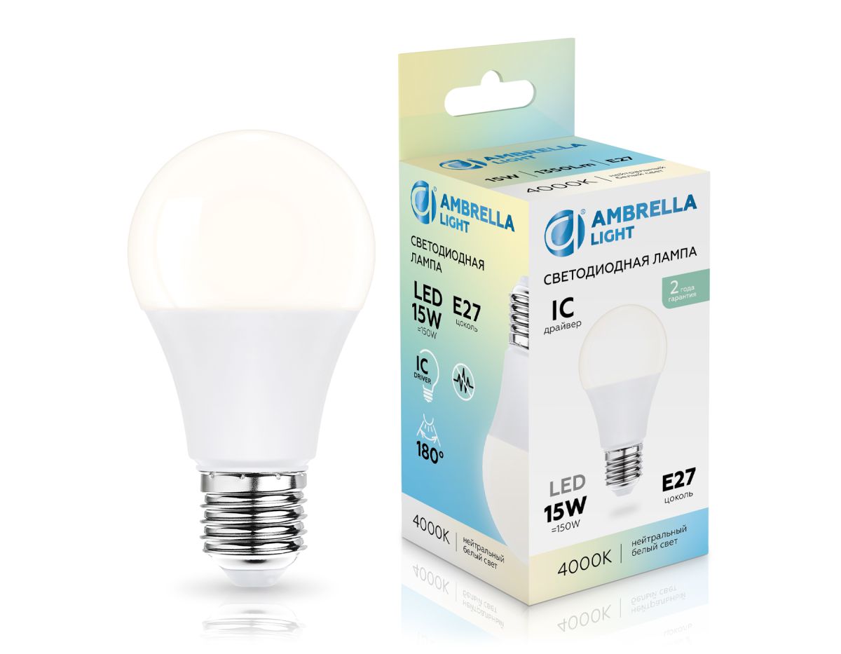 Светодиодная лампа Ambrella Light Bulbing E27 15W 4000K 601504 в Санкт-Петербурге