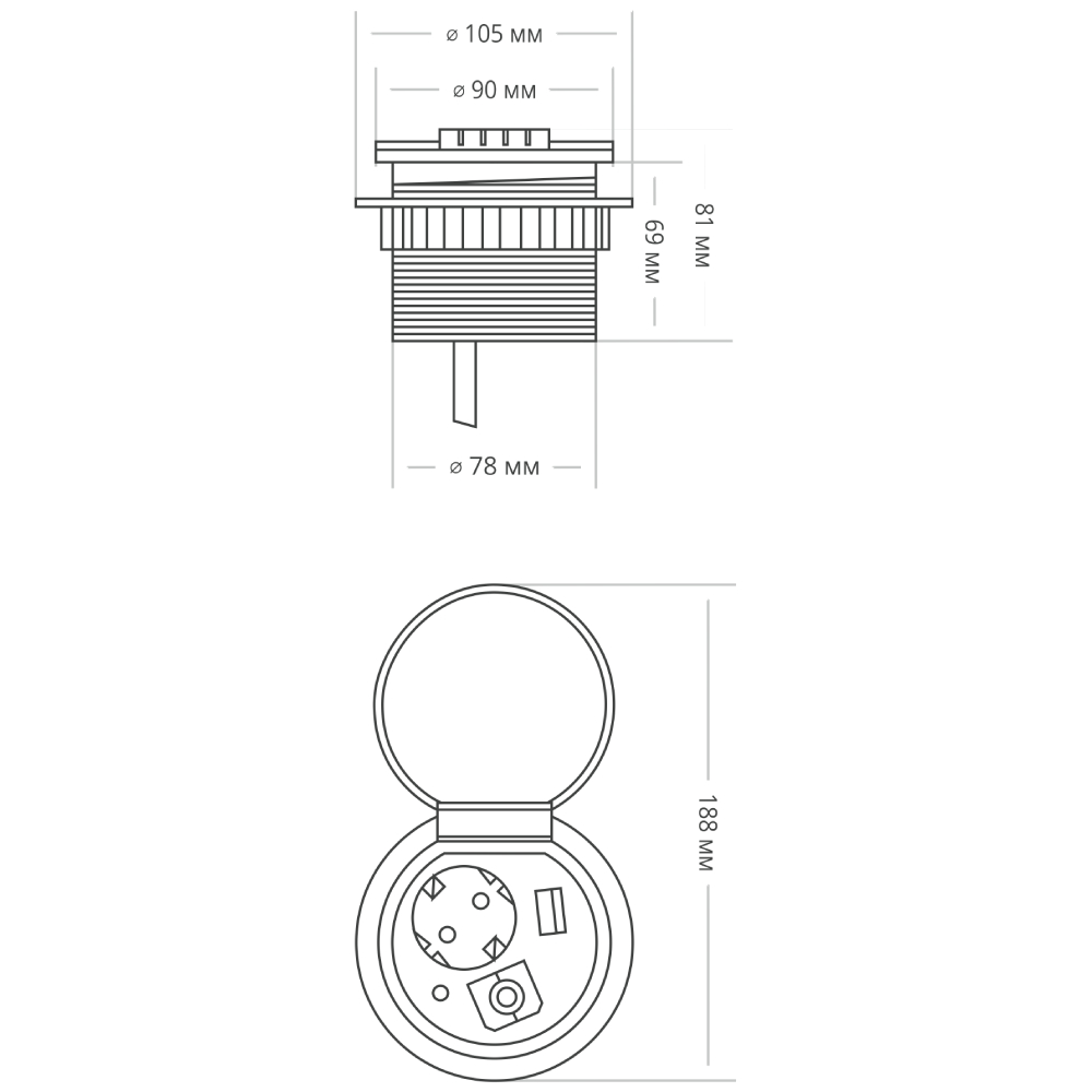 Блок розеток 51 (1 секция и 2 USB) Mebax 00-00000827 в Санкт-Петербурге