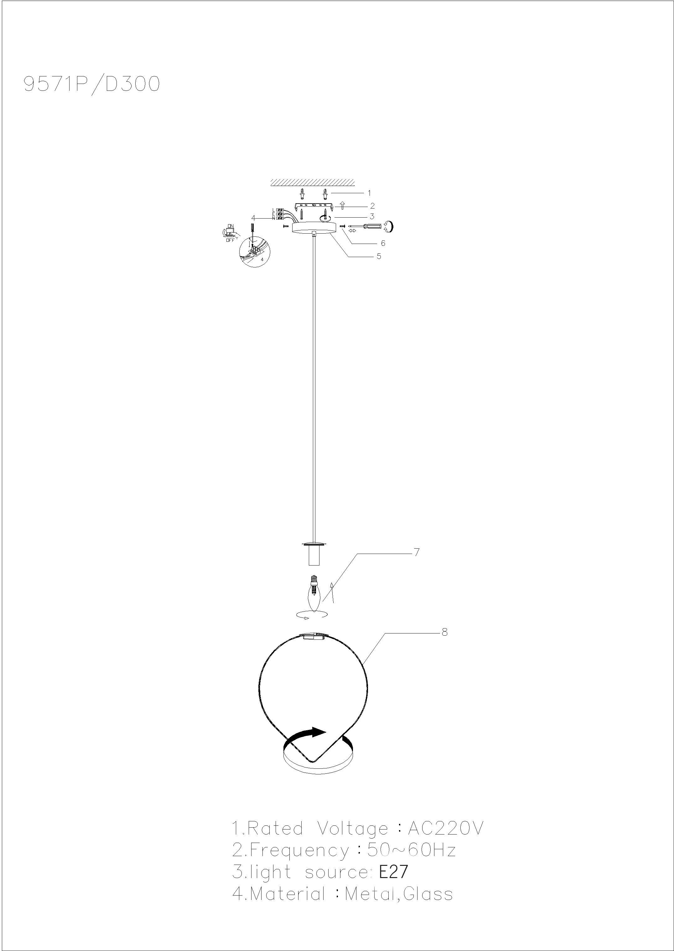 Подвесной светильник iLamp Cento 9571P/1-D300 BR-WH в Санкт-Петербурге