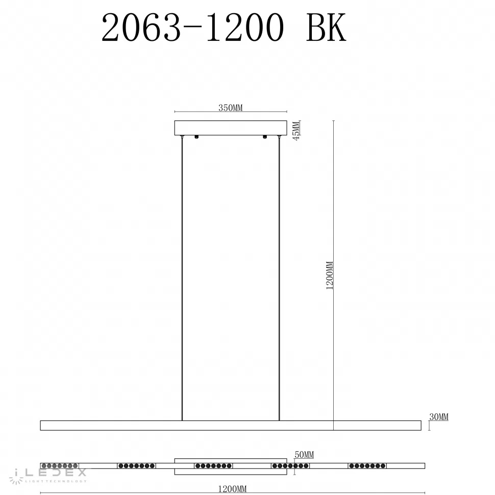 Подвесная люстра iLedex Vision 2063-1200 BK в #REGION_NAME_DECLINE_PP#