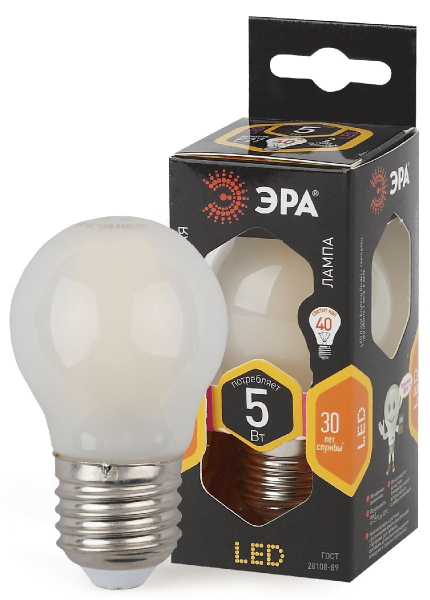 Лампа светодиодная Эра E27 5W 2700K F-LED P45-5W-827-E27 frost Б0027931 в Санкт-Петербурге