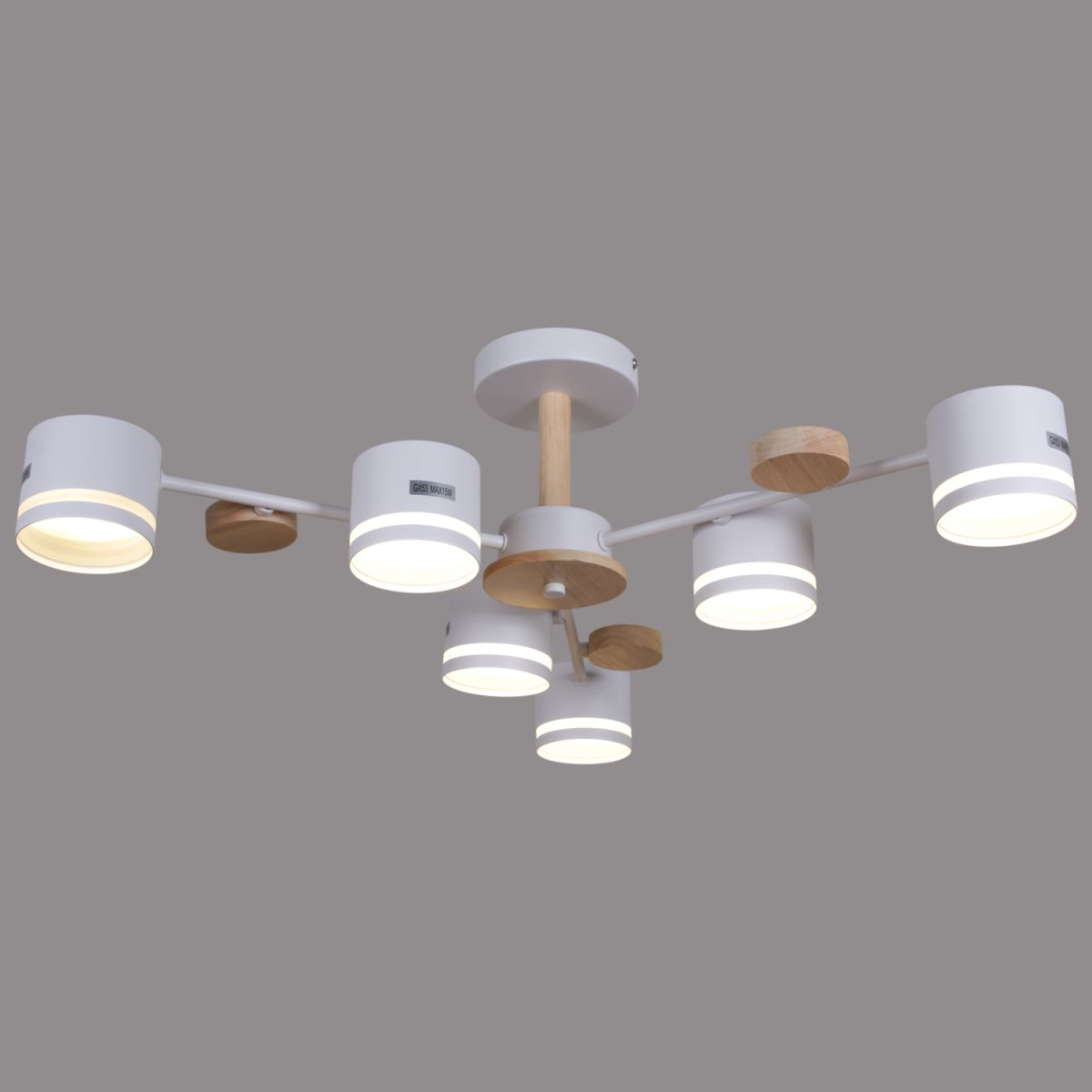 Люстра на штанге Reluce 68730-0.3-06 GX53 WH+WOOD в #REGION_NAME_DECLINE_PP#