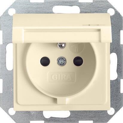 Розетка Gira System 55 с/з со шторками крышкой 16A 250V безвинтовой зажим кремовый глянцевый 048801 в Санкт-Петербурге