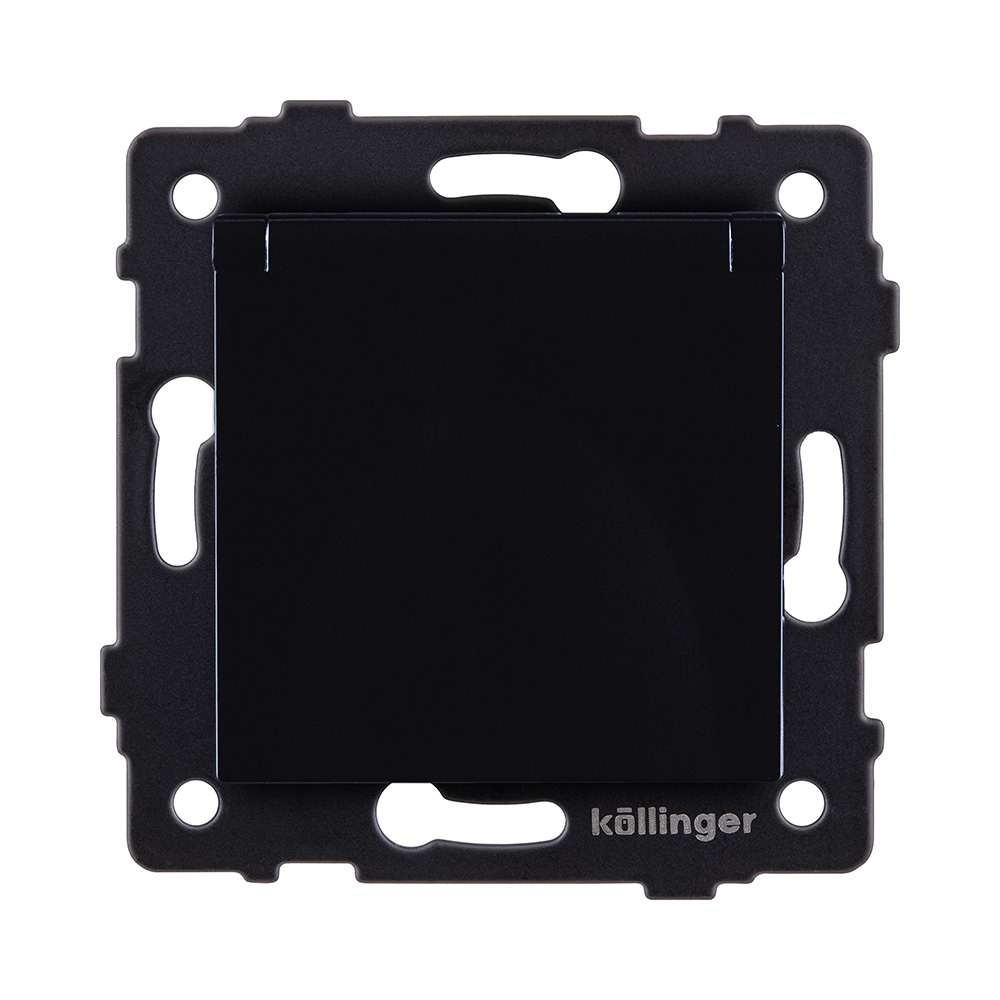 Розетка штепсельная SCHUKO 16A/250 В с крышкой, черный Kollinger REA-006BK для Aspekt, Eleganz, Reflex в #REGION_NAME_DECLINE_PP#