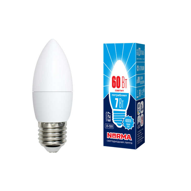 Лампа светодиодная (UL-00003798) Volpe E27 7W 4000K матовая LED-C37-7W/NW/E27/FR/NR в Санкт-Петербурге