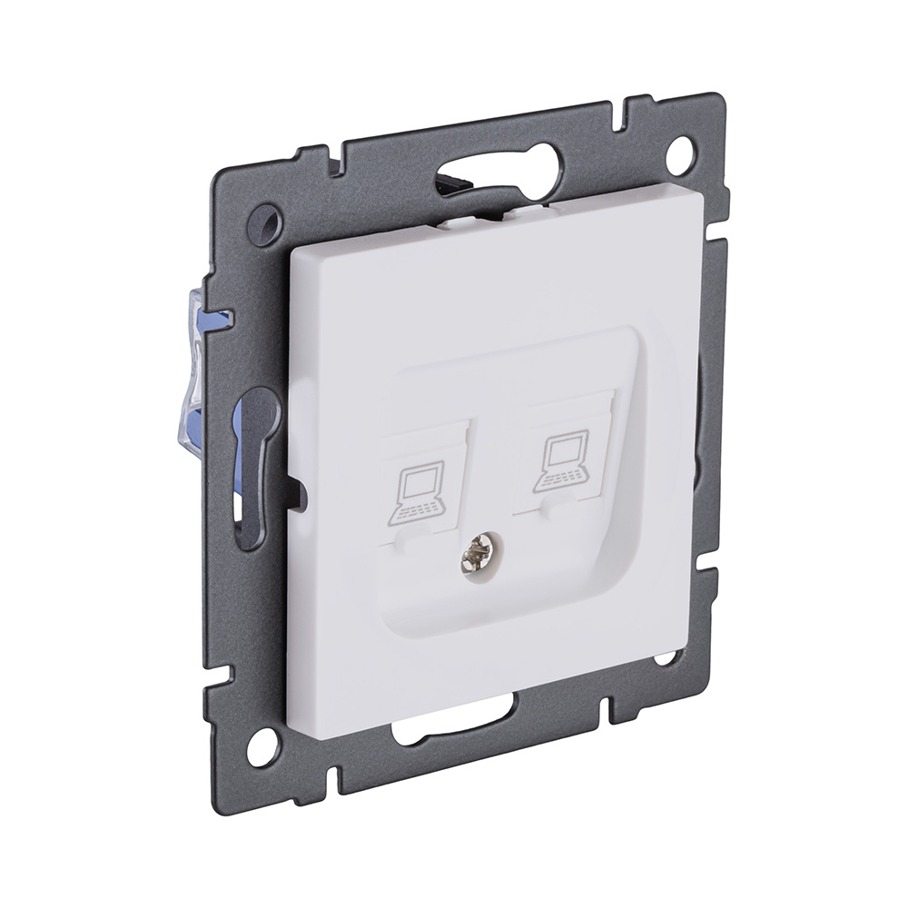 Розетка двойная Ethernet RJ45 Cat.6, белый матовый Kollinger REA-019WM для Aspekt, Eleganz, Reflex в #REGION_NAME_DECLINE_PP#