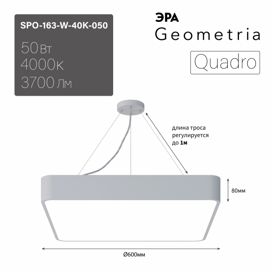 Подвесной светильник Эра Geometria SPO-163-W-40K-050 Б0058896 в Санкт-Петербурге