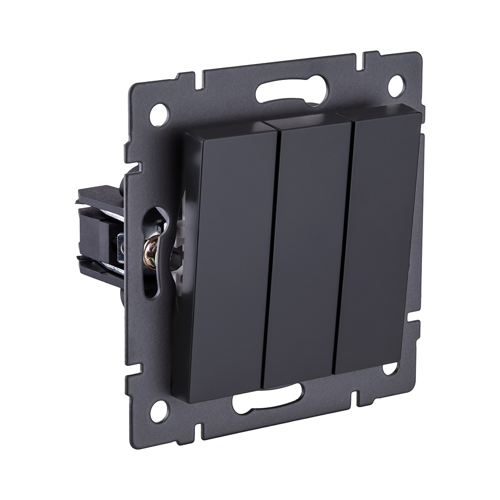 Выключатель 3-клавишный 10А/250В, черный матовый Kollinger REA-S-012BM для Aspekt, Eleganz, Reflex в #REGION_NAME_DECLINE_PP#