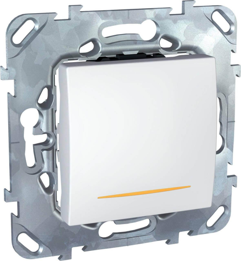 Выключатель одноклавишный 2P с подсветкой Schneider Electric Unica 16A 250V MGU5.262.18SZD в Санкт-Петербурге