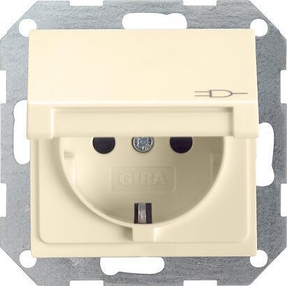 Розетка Gira System 55 Schuko с/з с крышкой 16A 250V безвинтовой зажим кремовый глянцевый 045401 в Санкт-Петербурге