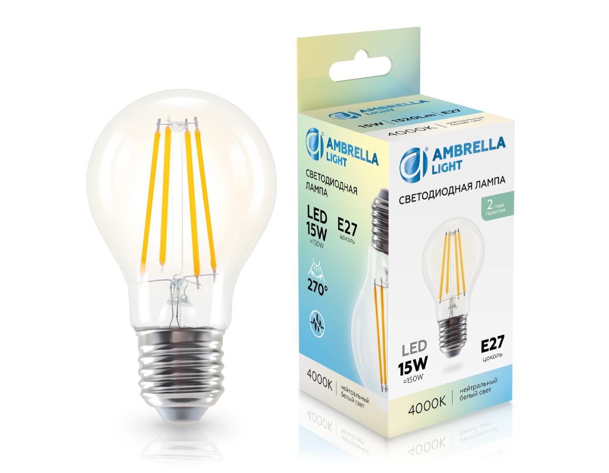 Филаментная светодиодная лампа Ambrella Light Bulbing E27 15W 4000K 601514 в Санкт-Петербурге