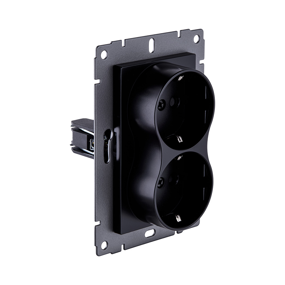 Розетка штепсельная SCHUKO двойная 16A/250 В, черный Kollinger REA-032BK для Aspekt, Eleganz, Reflex в Санкт-Петербурге