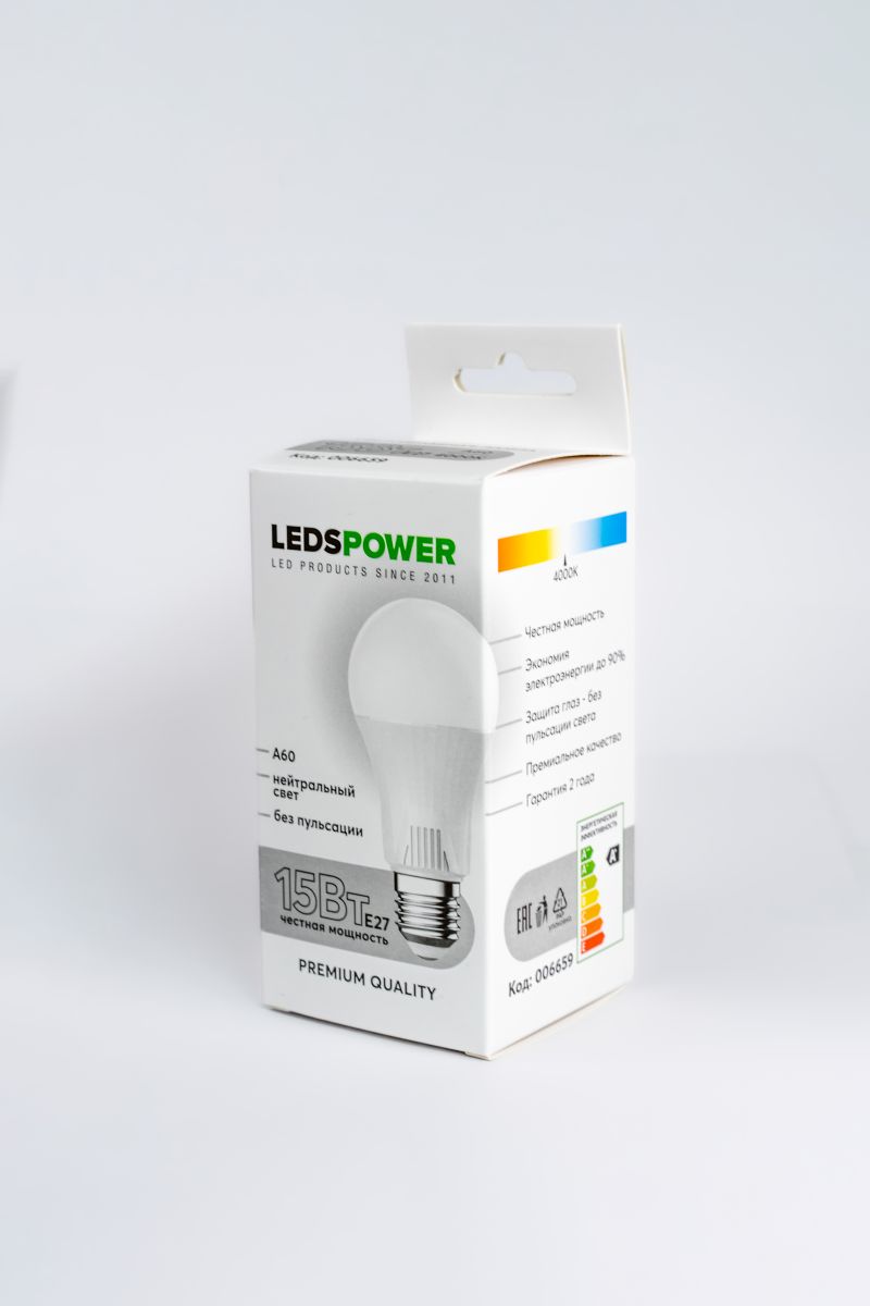 Светодиодная лампа LEDS POWER A60 E27 15Вт 4000К 006659 в Санкт-Петербурге
