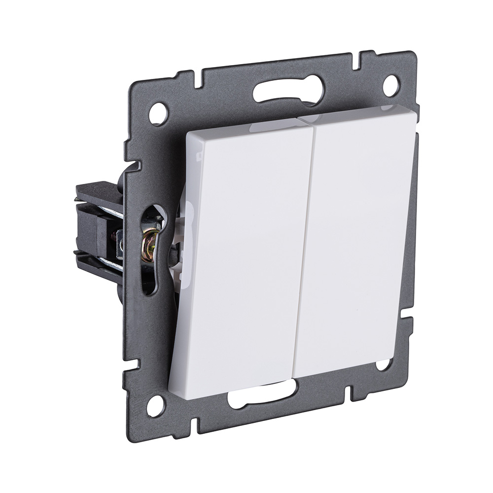 Выключатель 2-клавишный 10А/250В, белый Kollinger REA-S-007WH для Aspekt, Eleganz, Reflex в Санкт-Петербурге