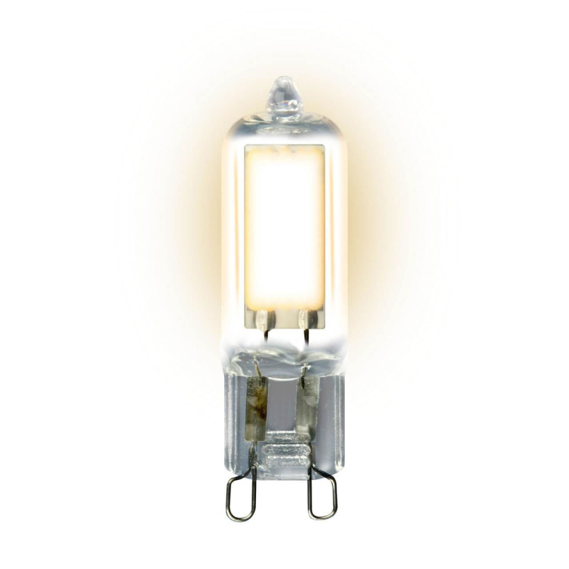 Лампа светодиодная (UL-00001815) Uniel G9 4W 3000K прозрачная LED-JCD-4W/WW/G9/CL GLZ01TR в Санкт-Петербурге