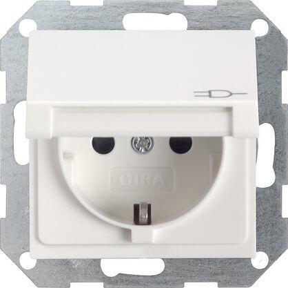 Розетка Gira System 55 Schuko с/з со шторками крышкой 16A 250V безвинтовой зажим чисто-белый шелковисто-матовый 041427 в Санкт-Петербурге